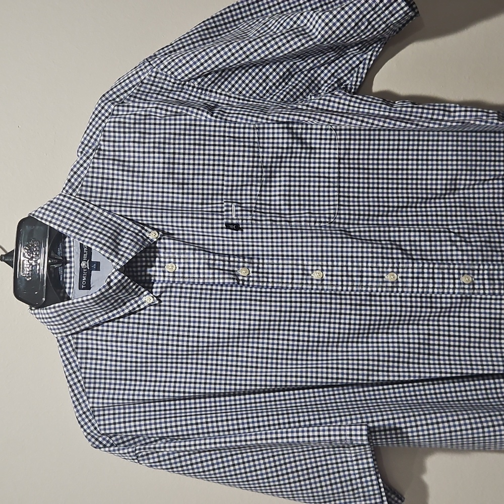 Tommy Hilfiger Blue Casual Button Down Shirt Classic Gingham size Large - Picture 4 of 11